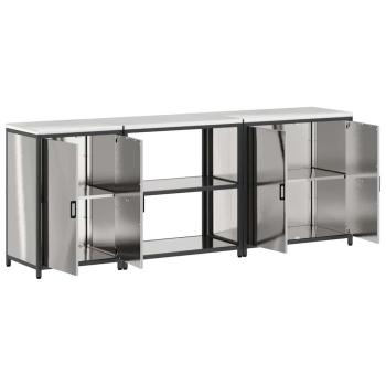 Küchenaufbewahrungsset 3 pcs Silber 210 x 50 x 92 cm Edelstahl