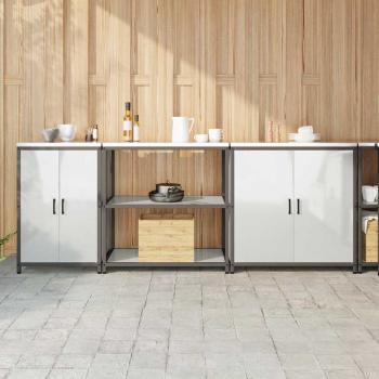 ARDEBO.de - Küchenaufbewahrungsset mit Regal Sonstiges 3 pcs Silber 210 x 50 x 92 cm