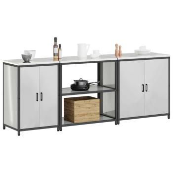 Küchenaufbewahrungsset mit Regal Sonstiges 3 pcs Silber 210 x 50 x 92 cm