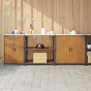 ARDEBO.de - Küchenaufbewahrungsset mit Regal Sonstiges 3 pcs Rostig 210 x 50 x 92 cm
