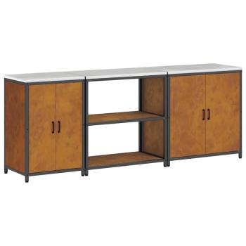 Küchenaufbewahrungsset mit Regal Sonstiges 3 pcs Rostig 210 x 50 x 92 cm