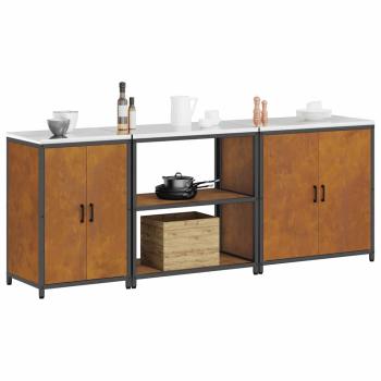 Küchenaufbewahrungsset mit Regal Sonstiges 3 pcs Rostig 210 x 50 x 92 cm