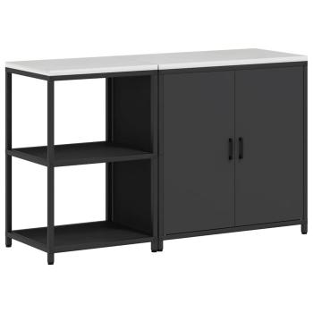 Küchenlager-Set mit Regal mit Speicher mit Tür Verstellbar 2 pcs Schwarz 150 x 50 x 92 cm