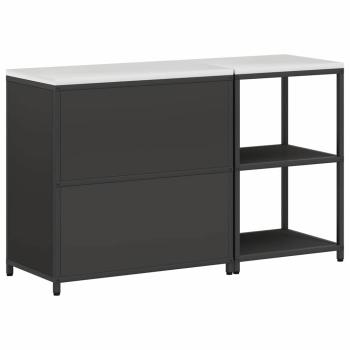 Küchenlager-Set mit Regal mit Speicher mit Tür Verstellbar 2 pcs Schwarz 150 x 50 x 92 cm