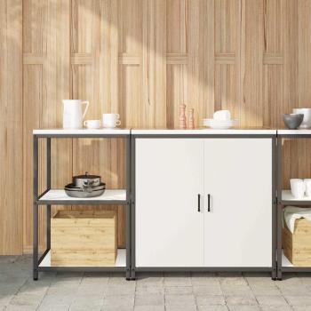 ARDEBO.de - Küchenlager-Set 2 pcs Weiß 150 x 50 x 92 cm Kaltgewalzter Stahl