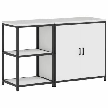 Küchenlager-Set 2 pcs Weiß 150 x 50 x 92 cm Kaltgewalzter Stahl