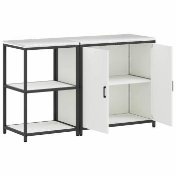 Küchenlager-Set 2 pcs Weiß 150 x 50 x 92 cm Kaltgewalzter Stahl