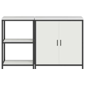 Küchenlager-Set 2 pcs Weiß 150 x 50 x 92 cm Kaltgewalzter Stahl