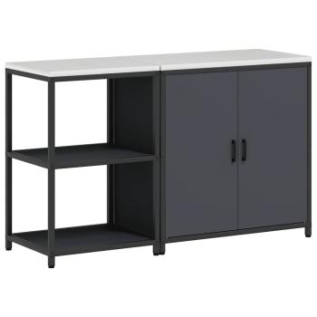 Küchenlager-Set mit Regal mit Speicher mit Tür Verstellbar 2 pcs Anthrazit 150 x 50 x 92 cm