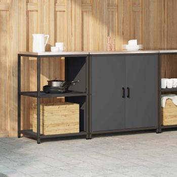 Küchenlager-Set mit Regal mit Speicher mit Tür Verstellbar 2 pcs Anthrazit 150 x 50 x 92 cm