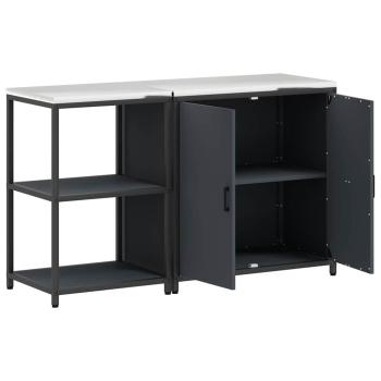Küchenlager-Set mit Regal mit Speicher mit Tür Verstellbar 2 pcs Anthrazit 150 x 50 x 92 cm