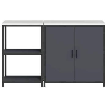 Küchenlager-Set mit Regal mit Speicher mit Tür Verstellbar 2 pcs Anthrazit 150 x 50 x 92 cm