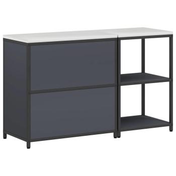 Küchenlager-Set mit Regal mit Speicher mit Tür Verstellbar 2 pcs Anthrazit 150 x 50 x 92 cm
