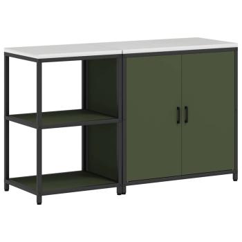 Küchenlager-Set mit Regal mit Speicher mit Tür Verstellbar 2 pcs Olive Grün 150 x 50 x 92 cm