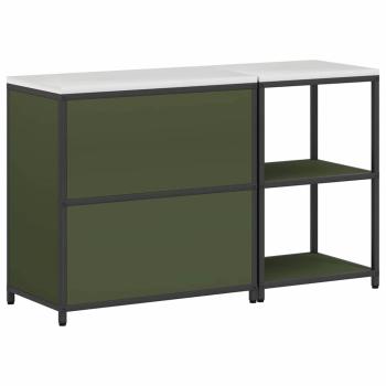 Küchenlager-Set mit Regal mit Speicher mit Tür Verstellbar 2 pcs Olive Grün 150 x 50 x 92 cm