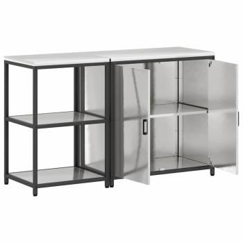 Küchenlager-Set 2 pcs Silber 150 x 50 x 92 cm Edelstahl