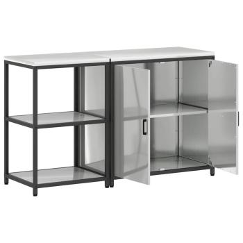 Küchenlager-Set 2 pcs Silber 150 x 50 x 92 cm Verzinkter Stahl