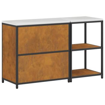 Küchenlager-Set mit Regal mit Speicher mit Tür Verstellbar 2 pcs Rostig 150 x 50 x 92 cm