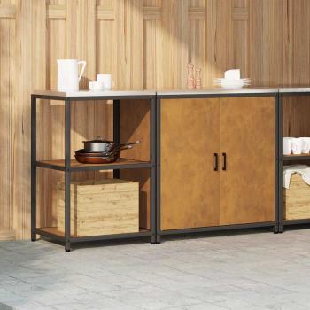 Küchenlager-Set mit Regal mit Speicher mit Tür Verstellbar 2 pcs Rostig 150 x 50 x 92 cm