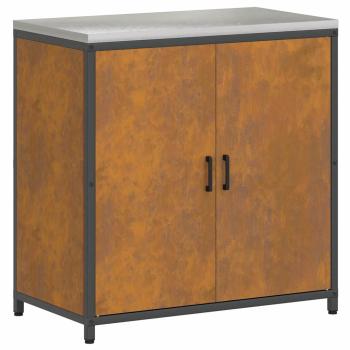 Küchenlager-Set mit Regal mit Speicher mit Tür Verstellbar 2 pcs Rostig 150 x 50 x 92 cm