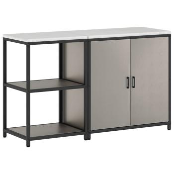 Küchenlager-Set mit Regal mit Speicher mit Tür Verstellbar 2 pcs Rostig 150 x 50 x 92 cm