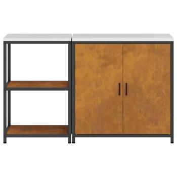 Küchenlager-Set mit Regal mit Speicher mit Tür Verstellbar 2 pcs Rostig 150 x 50 x 92 cm
