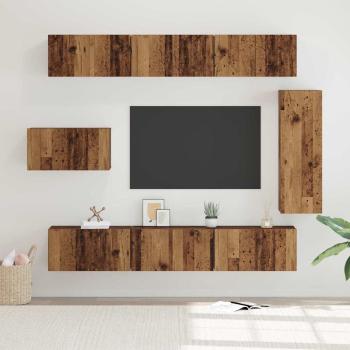 ARDEBO.de - TV-Schranksatz mit Regal Sonstiges mit Speicher mit Tür 8 pcs Altes Holz 30,5 x 30 x 90 cm
