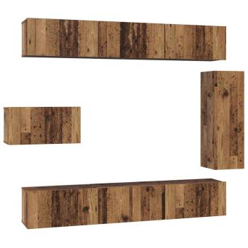 TV-Schranksatz mit Regal Sonstiges mit Speicher mit Tür 8 pcs Altes Holz 30,5 x 30 x 90 cm