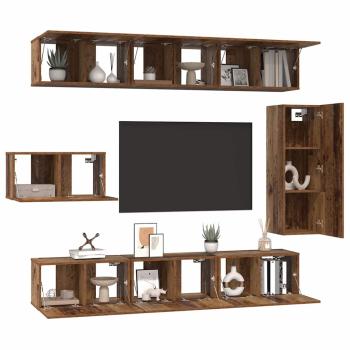 TV-Schranksatz mit Regal Sonstiges mit Speicher mit Tür 8 pcs Altes Holz 30,5 x 30 x 90 cm