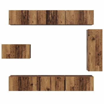 TV-Schranksatz mit Regal Sonstiges mit Speicher mit Tür 8 pcs Altes Holz 30,5 x 30 x 90 cm