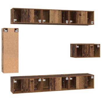 TV-Schranksatz mit Regal Sonstiges mit Speicher mit Tür 8 pcs Altes Holz 30,5 x 30 x 90 cm