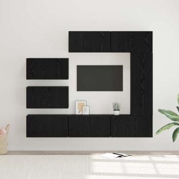 ARDEBO.de - TV-Schranksatz mit Regal Sonstiges 8 pcs Schwarz Eiche 30,5 x 30 x 90 cm
