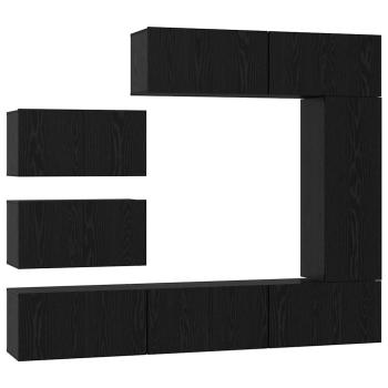 TV-Schranksatz mit Regal Sonstiges 8 pcs Schwarz Eiche 30,5 x 30 x 90 cm