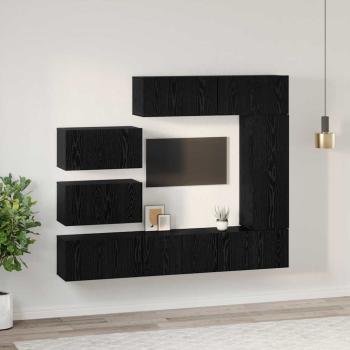 TV-Schranksatz mit Regal Sonstiges 8 pcs Schwarz Eiche 30,5 x 30 x 90 cm