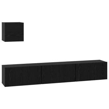 TV-Regal Set Sonstiges mit Speicher mit Tür 4 pcs Schwarz Eiche 60 x 30 x 30 cm