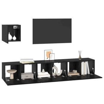 TV-Regal Set Sonstiges mit Speicher mit Tür 4 pcs Schwarz Eiche 60 x 30 x 30 cm