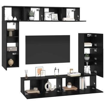 TV-Schranksatz mit Regal Sonstiges mit Speicher mit Tür 8 pcs Schwarz Eiche 80 x 30 x 30 cm