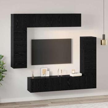 TV-Schranksatz mit Regal Sonstiges mit Speicher mit Tür 8 pcs Schwarz Eiche 80 x 30 x 30 cm