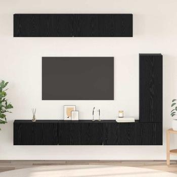 ARDEBO.de - TV-Schranksatz mit Regal Sonstiges 6 pcs Schwarz Eiche 30,5 x 30 x 90 cm
