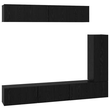 TV-Schranksatz mit Regal Sonstiges 6 pcs Schwarz Eiche 30,5 x 30 x 90 cm