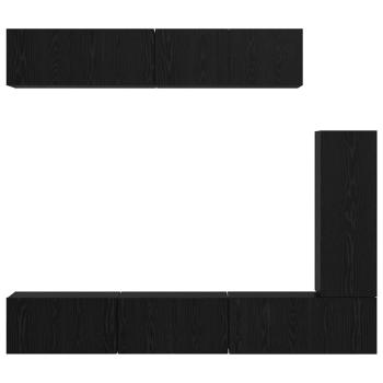 TV-Schranksatz mit Regal Sonstiges 6 pcs Schwarz Eiche 30,5 x 30 x 90 cm