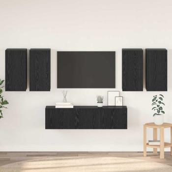 ARDEBO.de - TV-Schrank-Set mit Regal mit Speicher mit Tür 6 pcs Schwarz Eiche 60 x 30 x 30 cm