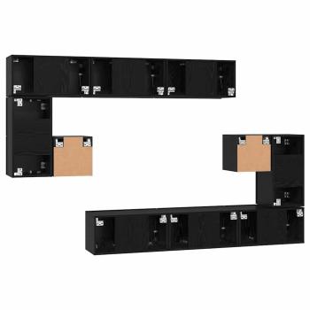 TV-Schranksatz 10 pcs Schwarz Eiche 180 x 30 x 90,5 cm