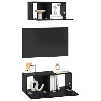 TV-Schrank Sonstiges mit Speicher mit Tür 2 pcs Schwarz Eiche 80 x 30 x 30 cm