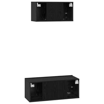 TV-Schrank Sonstiges mit Speicher mit Tür 2 pcs Schwarz Eiche 80 x 30 x 30 cm