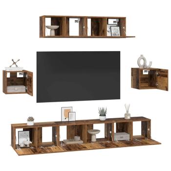 TV-Schranksystem Sonstiges mit Speicher mit Tür 7 pcs Altes Holz 80 x 30 x 30 cm