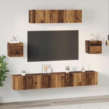 TV-Schranksystem Sonstiges mit Speicher mit Tür 7 pcs Altes Holz 80 x 30 x 30 cm