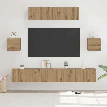 ARDEBO.de - TV-Schranksystem 7 pcs Handwerklich gefertigter Eichenholz