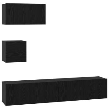 TV-Regal Set Sonstiges mit Speicher mit Tür 4 pcs Schwarz Eiche 80 x 30 x 30 cm