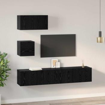 TV-Regal Set Sonstiges mit Speicher mit Tür 4 pcs Schwarz Eiche 80 x 30 x 30 cm